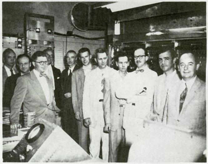 WEIZAC project leaders and engineers at the Institute for Advanced Study, including John von Neumann and Gerald Estrin